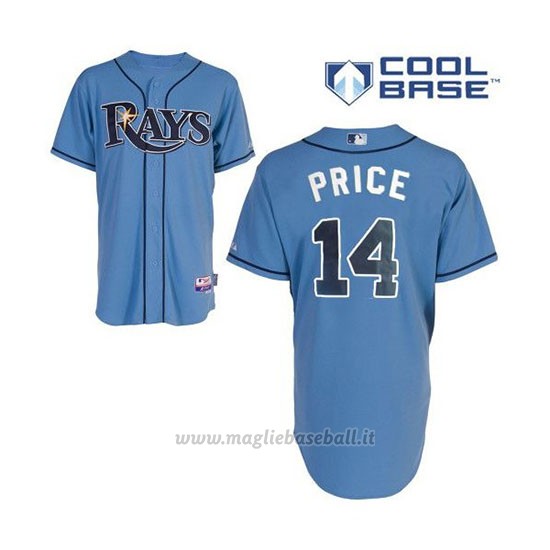 Maglia Baseball Uomo Tampa Bay Rays David Price Majestic Blu Cool Base Giocatore